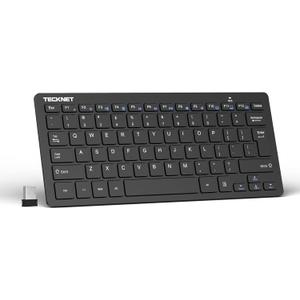 TECKNET 2.4G Wireless Keyboard - Mini Compact Keyboard with Media Hotkeys, 12-Month Battery Life, Compatible with PC, Desktop, Laptop, Smart TV - Black