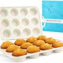 12-Cup Silicone Cupcake Pan, Nonstick Flexible Muffin Pan, Dishwasher Safe Muffin Tray with Handles, Seamless Silicone Muffin Tin for Baking Egg Bites & Cupcakes