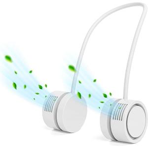 Neck Fan, Portable Bladeless Neck Fans, 4000mAh Foldable Rechargeable Bladeless Fan, 3 Speeds & Enhanced Cooling Power, HandsFree USB Personal Fan for Men, Women, Outdoor, Travel, Ideal Gift(White)