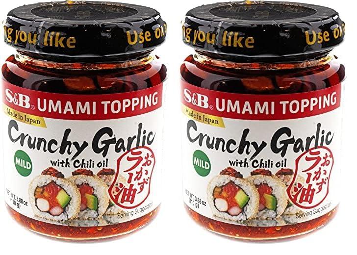 S&B Chili Oil with Crunchy Garlic, 3.9 Ounce (Pack of 2), Best Before 11/10/2025  S&B Chili Oil with Crunchy Garlic, 3.9 Ounce (Pack of 2), Best Before 11/10/2025