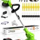 Electric Weed Wacker Battery Powered,20V Lightweight Cordless Weed Trimmer Eater with 2 Battery and Charger,3 in 1 Grass Trimmer/Brush Cutter/Lawn Edger with 26 Blade for Yard, Garden