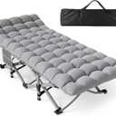 Slendor Folding Camping Cot for Adults with Mattress,Max Load 500lbs Cots for Sleeping Camp Cots for Adults Kids Teenage Portable Travel Camp Cot Bed Mattress for Home Office Beach Garden Tent