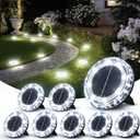 8 Pack Solar Ground Lights Outdoor Waterproof, 8 LED Solar Disc Lights, IP65 Waterproof Long Lasting Flat Light for Garden Pathway Walkway (Cool White)