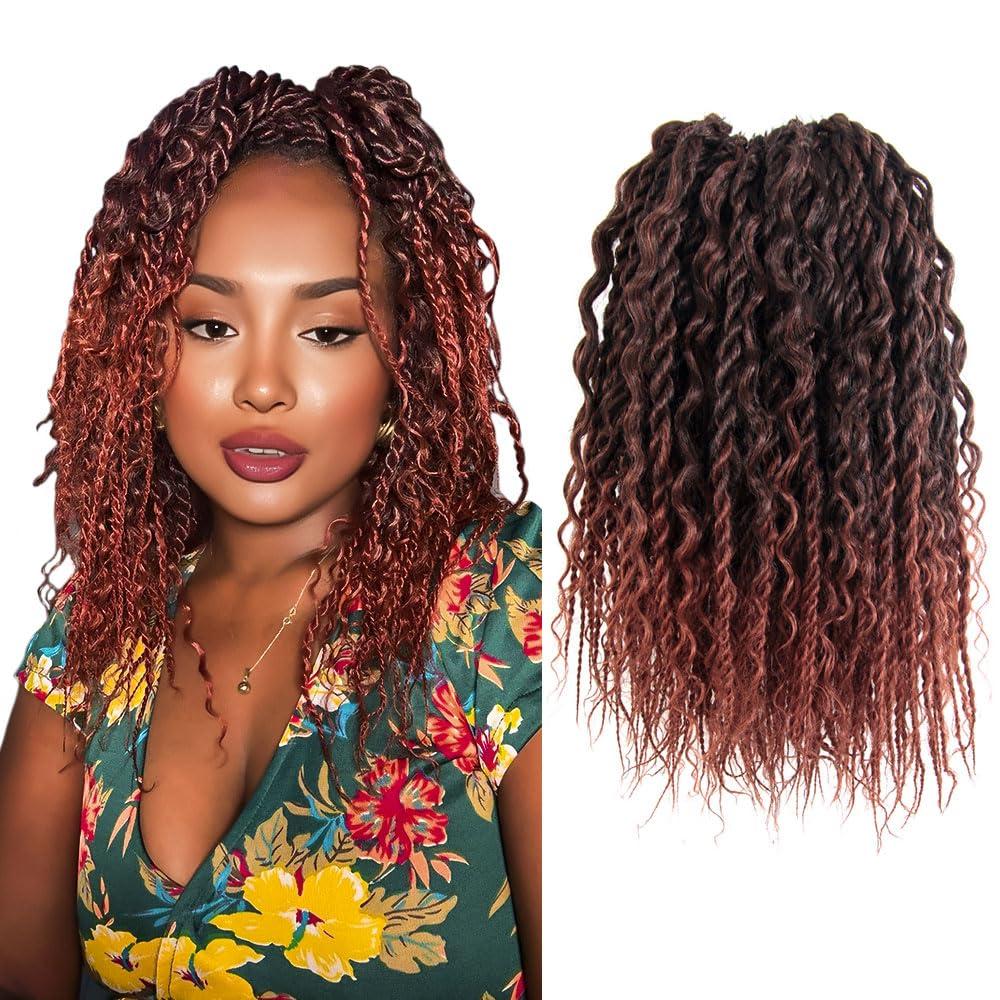 NISEYO Boho Senegalese Twist Crochet Hair 12 Inch 8 Packs Pre-looped Curly Ends Goddess Passion Twist Crochet Braids (120 Strands, T350)