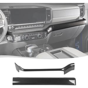 Voodonala Carbon Fiber Center Console Dash Trim Cover Compatible with Chevrolet Silverado Interior Accessories 2022-2024