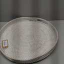 Coffee Table Tray Round Rattan Ottoman Tray Woven Serving Trays with Handles for Home and Kitchen Decorative Whitewash (Large 16.9 inch)