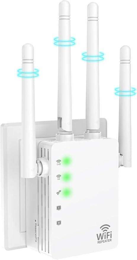 WiFi Extender Signal Booster - Dual Band 5.0G&2.4G, Covers 12880 Sq.Ft, Supports 105 Devices, 1-Tap Setup with Ethernet Port for Faster Speed