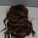 ENTRANCED STYLES Brown Highlight Wig with Bangs for Women Short Wavy Curly Brown Bob Wigs Medium Length 14 inch Synthetic Hair for Daily Party Use (Brown Mix Blonde)