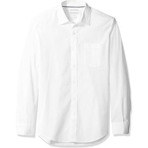 Amazon Essentials Men's Slim-Fit Long-Sleeve Poplin Shirt (X-Large, White)