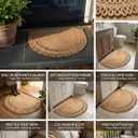 Jute Semi Circle Doormat Half Moon Braided Front Door Mat, Non Shedding & Washable, Non Slip Backing, Waterproof Indoor Outdoor Entryway Rug for Porch, RV, Camper & Boat, 1'11" x 2'10"