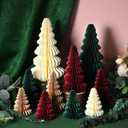 Fullhawl 10 Pcs Paper Christmas Trees Neutral Honeycomb Christmas Trees 4/6/ 7/10 Inch 3D Honeycomb Xmas Paper Cozy Table Ornament for Xmas(Green, Red, Brown, Beige)