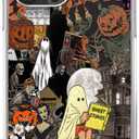 BESUC WICH Spooky Nightfall Collage Phone Case Compatible with iPhone 14 Pro, Spooky Pumpkin Ghost Collage Case for Girls Boys Women Men, Trendy TPU Bumper Cover for iPhone 14 Pro