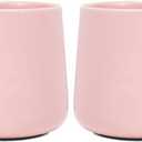Bosmarlin Glossy Ceramic Coffee Mugs Set of 2, Tea Cup for Office and Home, 18 oz, Suitable for Dishwasher and Microwave(Pink, 2)
