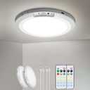 Rechargeable Motion Sensor Ceiling Light Indoor Outdoor w/Remote, 7.08 Inch Battery Operated Flush Mount Ceiling Light 3000K 4000K 6000K 400LM Dimmable for Closet Hallway Laundry Stairs (2)