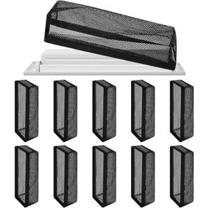 Zonon 12 Pcs 4 x 10 Inch Floor Register Cover Trap Vent Screen for Home Vent Mesh Elastic Band Filter Floor Register Trap Keeps Pet Hair,Food Out(Black)