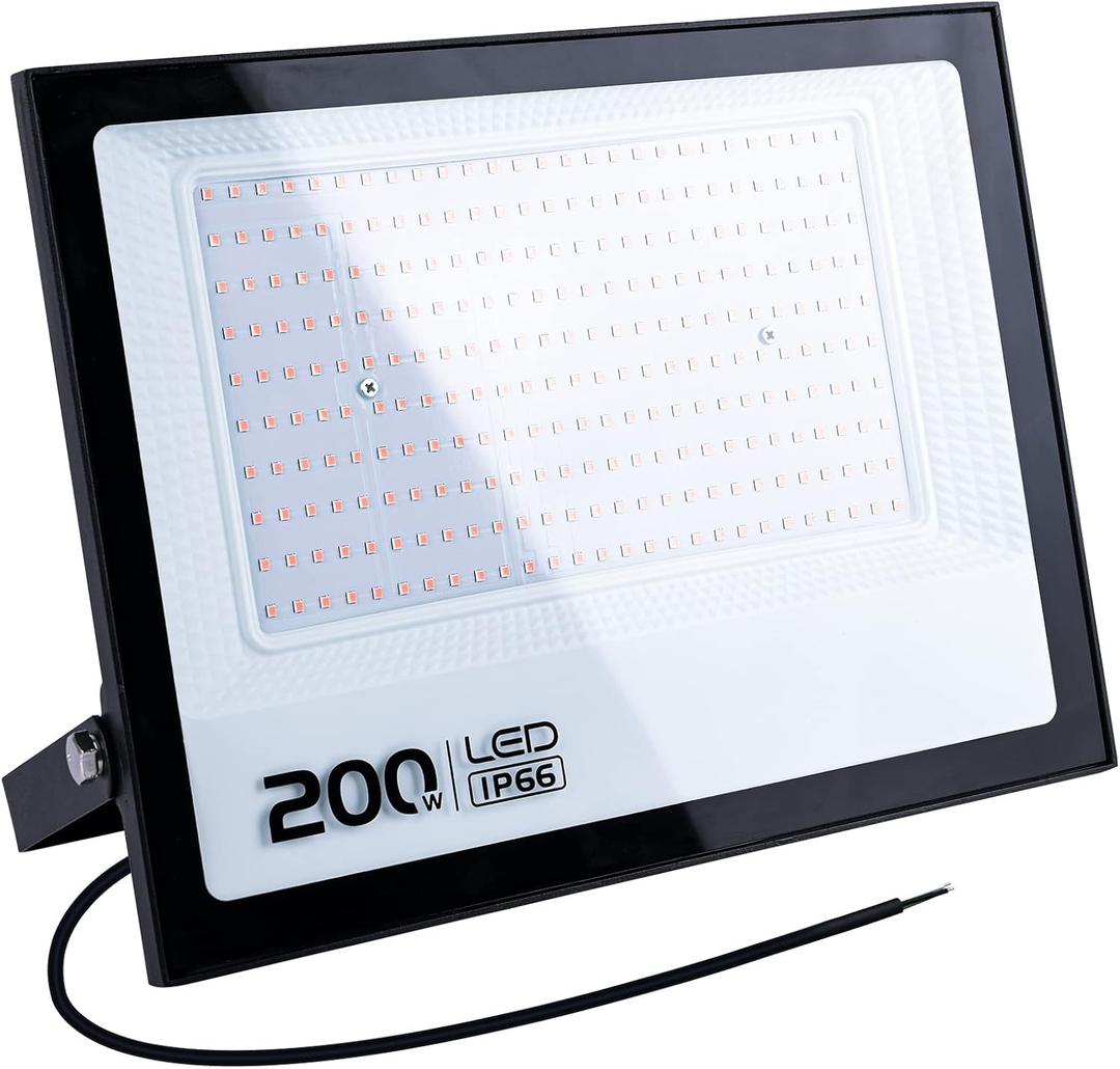 MIHEAL 200W LED Flood Light, Warm White 3000K, IP66 Waterproof Super Bright Work Light, 110V, Outdoor Floodlight for Yard, Garden, Garage, Lawn, Court