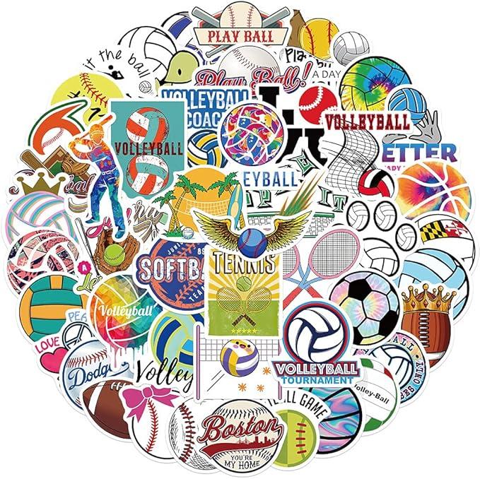 Sports Ball Stickers for Kids - Soccer, Football, Baseball, Basketball, Volleyball - Ball Themed Party Birthday Classroom Decorations Supplies