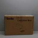 Extra Large Stainless Steel Litter Box with Lid, High Sided Enclosed Metal Cat Litter Pan, Dog Proof Front Entry Top Exit, Odor Control Easy Clean Leak Proof, Includes Mat, Scoop & Step, Black