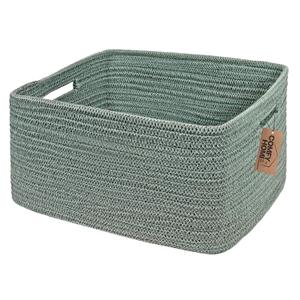 COMFY-HOMI Cotton Rope Woven Basket with Handles for Shelves,Toys,Book, Cloth Storage Baskets for Organizing-17" x 13" x 7.5" Toy Decorative Organizer for Living Room, Bathroom Green