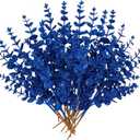 Hollyone 20 Pcs Glitter Christmas Tree Picks and Sprays Artificial Eucalyptus Branches 13" Blue Eucalyptus Leaves Picks Stems for Christmas Tree DIY Garland Wreath Crafts Home Decoration