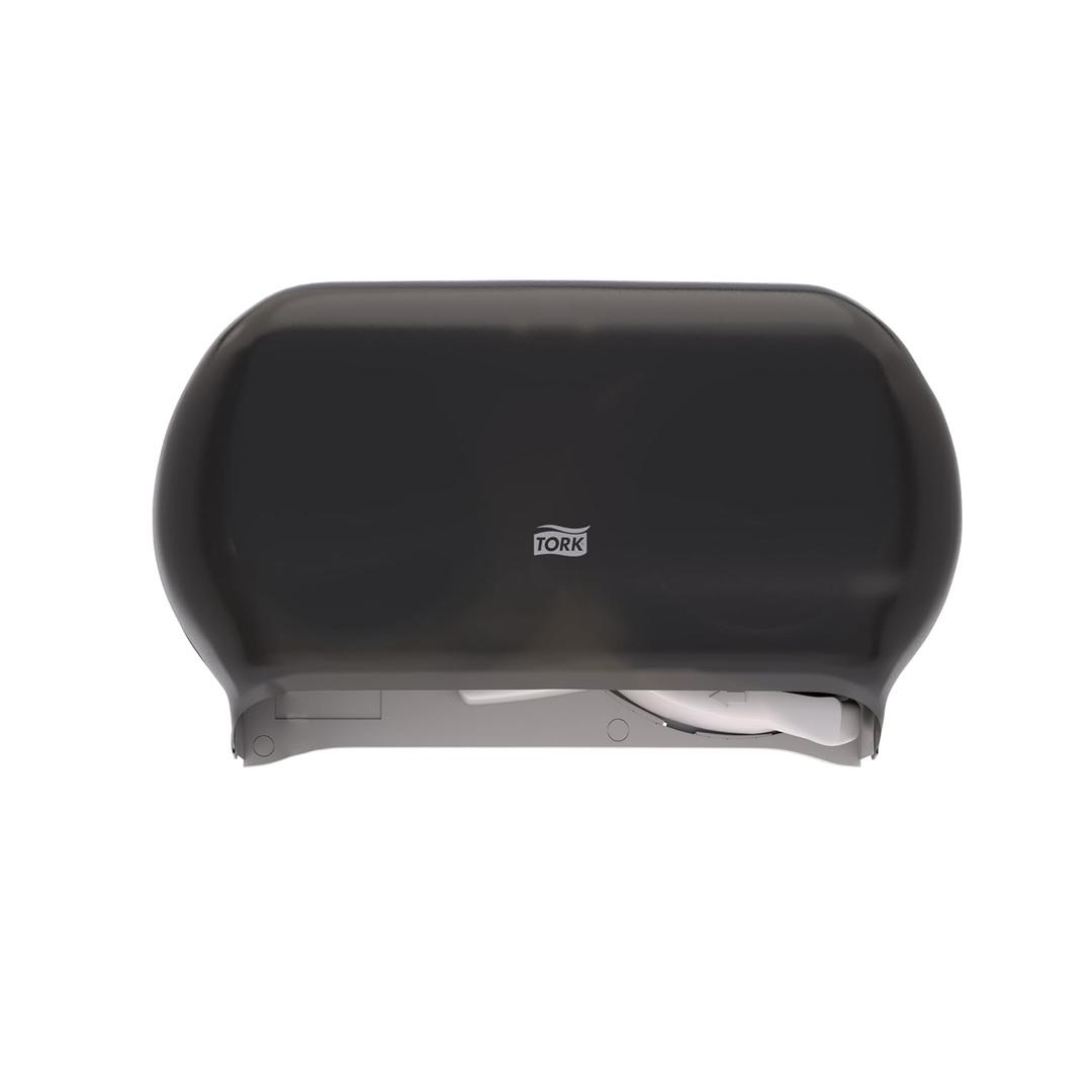 Tork Twin Toilet Paper Roll Dispenser Smoke for Conventional T24 Refills, Modern Look, 59TR (Pack of 1)