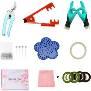 Rose Stripper Thorn Remover Tool Leaf Burrs Pliers Kit 11Pcs Garden Glove Scissors Floral Tape Craft Decoration Pins Set for Wedding Bouquets Making, Flower Arrngement, Florist Supplies