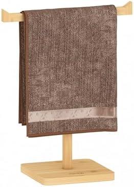 Adhoklop Towel Rack T-Shape Hand Holder, Bamboo Standing Towel Rack for Bathroom Kitchen Vanity Countertop