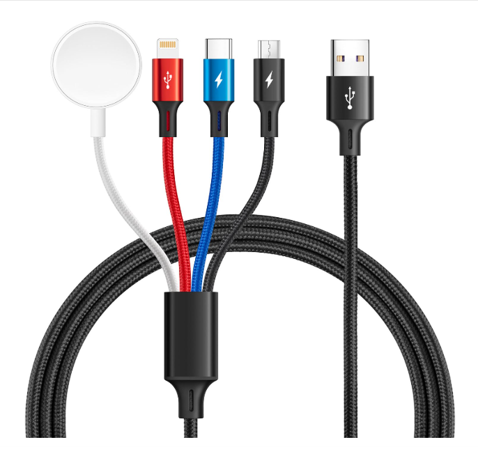 4 in 1 Multi Charging Cable, Apple Watch Charger [1.8M 3.5A], 2 Pack