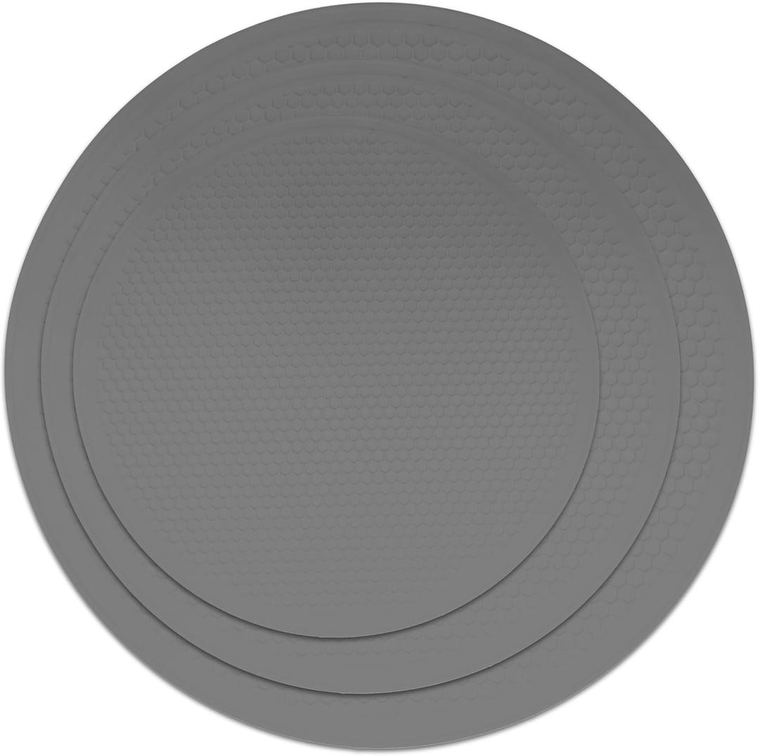 8 10 12 Inch Microwave mat, Trivet, Multi-Purpose Hot Pad,Pot Holder,Baking,Drying, Silicone mats for Microwave,Dishwasher Safe - Splatter Guard, Set of 3,Grey,Blue (Gray)