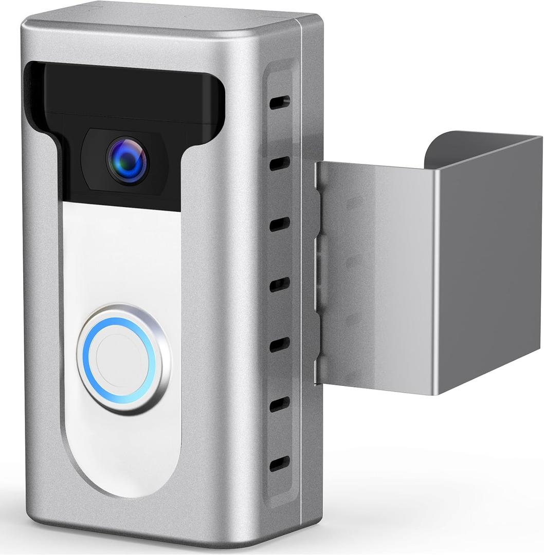 QIBOX Anti-theft Doorbell Mount Compatible with Ring/Blink Wireless Video Doorbell, No-Drill Camera Holder, Adjustable Mounting Bracket AccessoriesNot Block Doorbell Motion Sensor, Silver