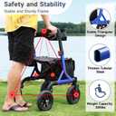 Rollator Walker for Seniors, Foldable All Terrain Rolling Walker with seat, Aluminum Walkers with 10 inch Rubber Wheels, Adjustable Handles and Backrest for Seniors (Blue)