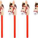 4 Pieces Inflatable Stick Horse Inflatable Stick Horse Balloon Funny Stick Horse Toy for Kids Inflatable Stick Horse Birthday Gift Cowboy Party Supplies (37 Inch Brown)