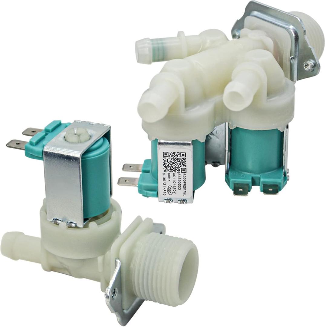 5220FR2075L And 5220FR2006H Cold & Hot Washer Water Inlet Valve Replacement for LG & Kenmore, Replace 5221ER1003A 5220FR2006L 5221ER1003C 5220FR2006Q 5221ER1003D etc.