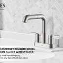 KENES Pull Down Bathroom Faucet with Sprayer, Brushed Nickel 4 Inch 2 Handle Centerset Bathroom Faucets 3 Hole with Pull Out Sprayer, Vanity Faucet with Pop Up Drain & Supply Lines LJ-9059A