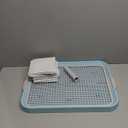 Dog Potty Tray Toilet 20"x14" - Indoor Pee Pad Holder With 8pcs Training Pads, Puppy Mesh Potty With Secure Latch for Small Medium Puppies - Blue