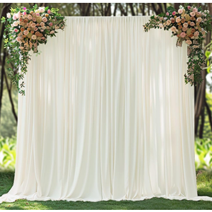 20x10ft Wrinkle Free Cream Backdrop Curtain for Parties Soft Fabric Drapes Wedding Curtain Backdrop for Birthday Party Decorations Background for Photography 5x10ft,4 Panels