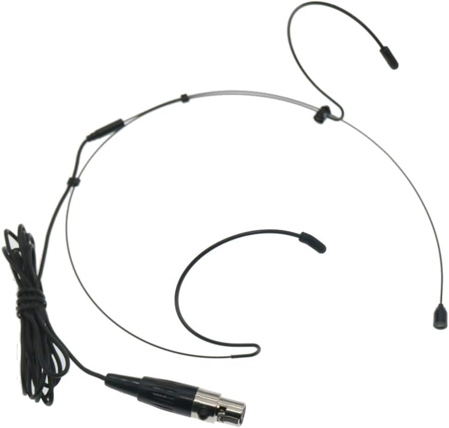 DH40 Omni-Directional Double Eer Hook Headset Microphone TA4F 4Pin XLR Mini for Shure ULX PGX SLX Wireless BeltPack Transmitter (Black)