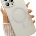 ankofave Magnetic for iPhone 14 Pro Max Case for Women, Matte Luxury Soft Metallic Luster Design with Camera Lens Protector, Compatible with Magsafe Case for iPhone 14 Pro Max 6.7"-White