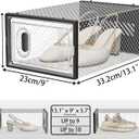 SIMPDIY Shoe Storage, 12 Pack Shoe Organizer for Closet, Shoe Boxes Clear Plastic Stackable Shoe Containers with Lids for Size 10, Black