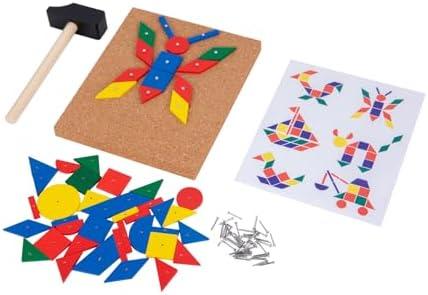 Adena Montessori Hammer and Nail Toys Wooden Pegboard Puzzle for 4-6 Year Olds