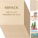 Adrattnay Basswood Sheets 3mm - 1/8 x 12 x 12inch, 48pcs Square Laser Basswood Plywood for Laser Cutting & Engraving DIY Crafts, Wood Burning, Painting, Architectural Model Building