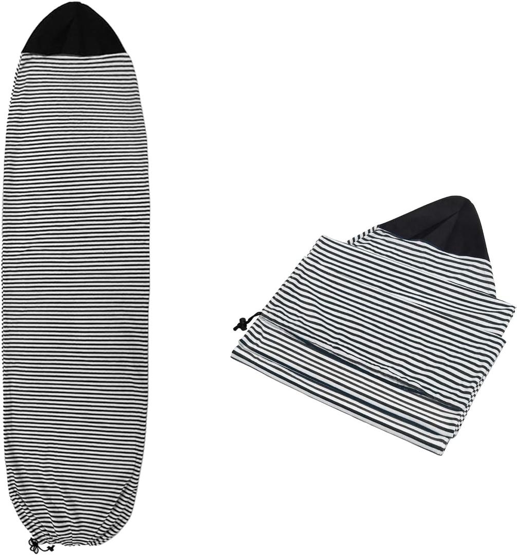 Surf Sock, Surfboard Sock Cover for Longboard Paddleboard Surf Board Sup Paddle Board, 7.5 FT Foot 7.5ft Quick Dry Stretch Surfboard Bag Sleeve with Drawstring Closure 230x50 cm Black