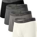 BAMBOO COOL Mens Trunks Underwear Performance Breathable Mesh Fly Zone Moisture-Wicking(4 Pack) (L)