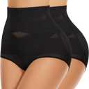 YADIFEN High Waisted Shapewear for Women Tummy Control Panties Slimming Body Shaper Compression Underwear Stomach Girdle (Small, 2pck-black)