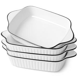 NUTRIUPS 34Oz Small Baking Dishes Set of 4, 8.1x5.7x2'' Rectangular Lasagne Dishes, Small Ceramic Baking Dish, Rectangular Bakeware with Handles, Oven Safe & Microwave Safe