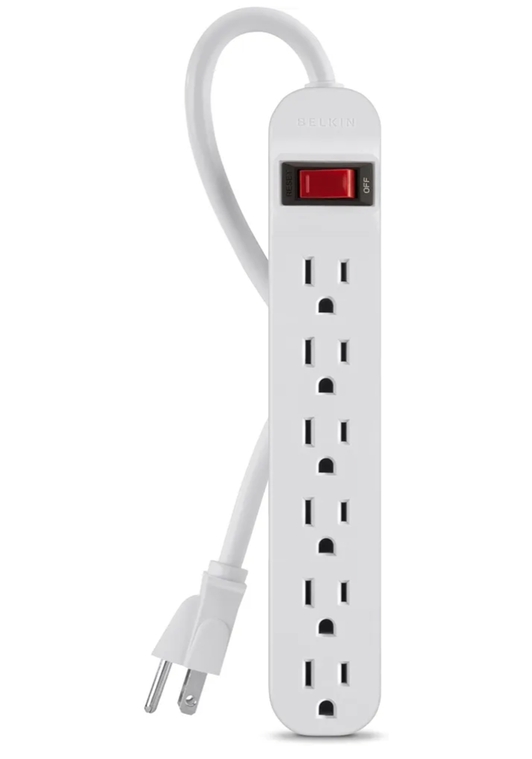 Belkin 6-Outlet Power Strip With 3ft Cord, White
