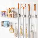 11 Pack Broom Holder Wall Mount Self Adhesive,Broom and Mop Organizer Wall Hanging with Cleaning Supplies Organizer and Utility Hooks Grippers,Broom Hanger Storage Rack for Closet Cabinet Laundry Room
