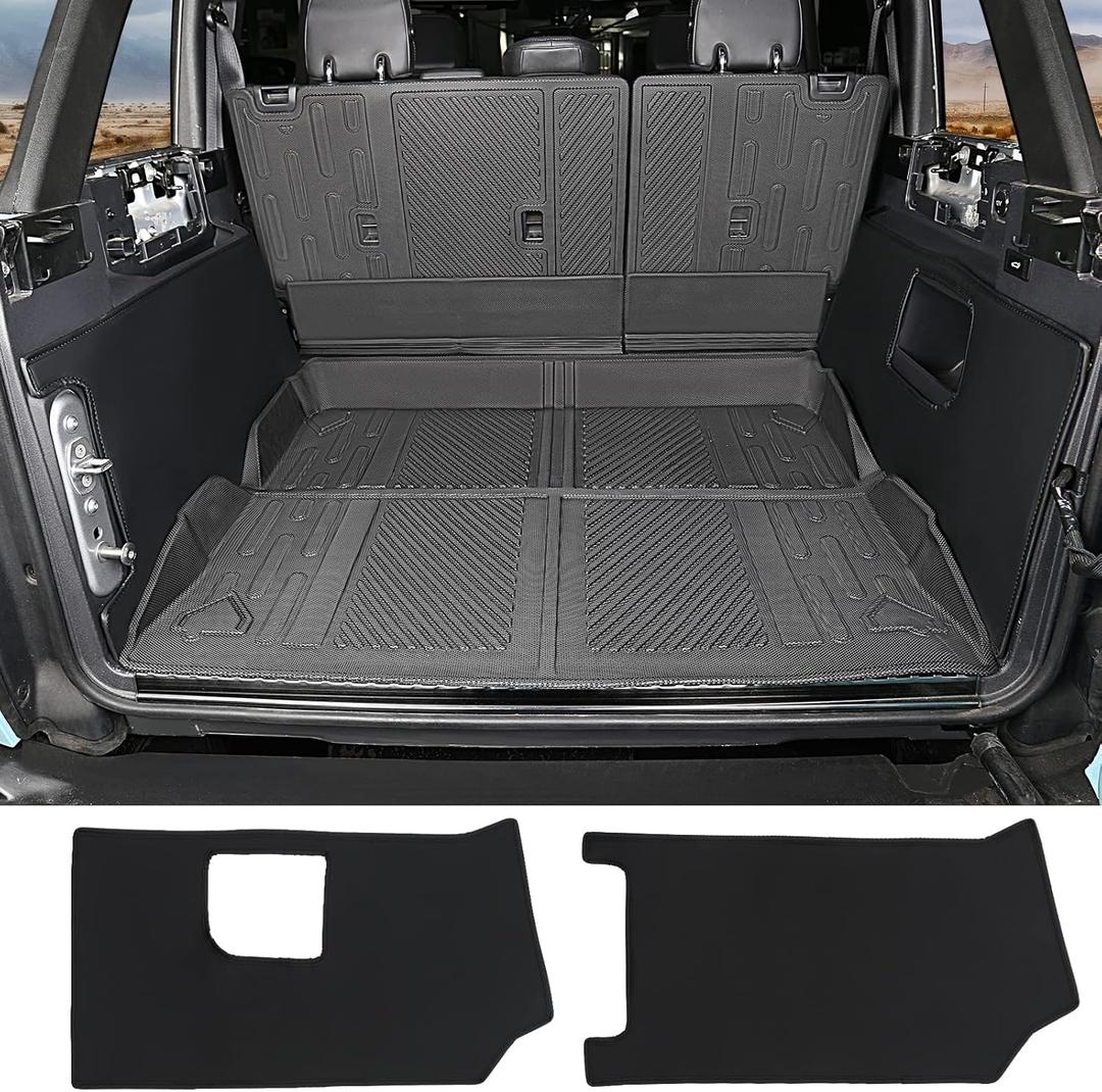 Mabett Cargo Sidewall Protector Compatible with Ford Bronco 2025 2024 2023 2022 2021, Trunk Protector Mats fit Bronco Accessories 4-Door, Black Cover Set PU Leather(Not fit Slide-Out Tailgate)