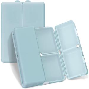 FYY Daily Pill Organizer,7 Compartments Portable Travel Pill Case/Box for Purse Pocket to Hold Vitamins,Cod Liver Oil,Supplements and Medication-SkyBlue, [Folding Design] (Large (1 Piece))