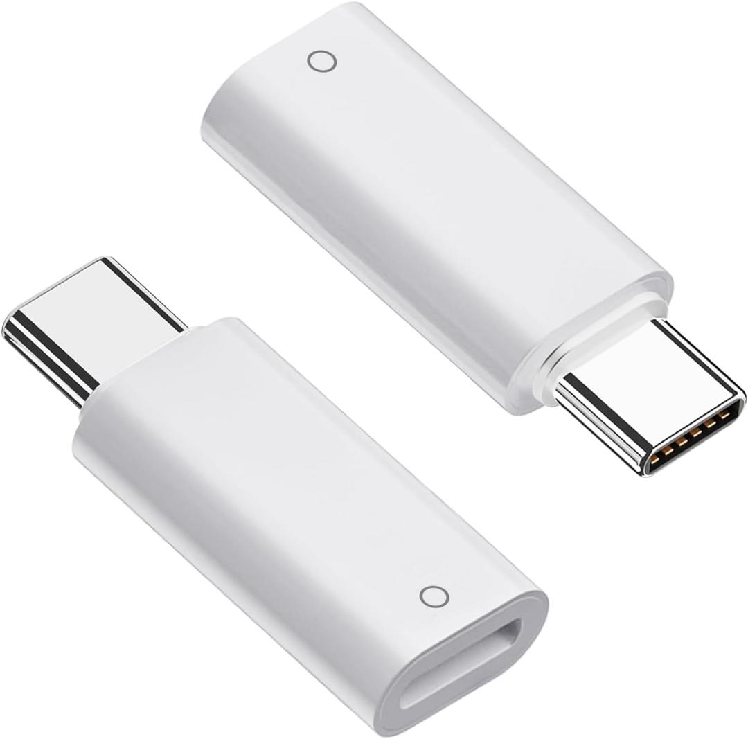 AreMe USB C to Pencil Adapter for Apple Pencil 1st Generation, USB-C Male to Pencil Charging Adapter for iPad 10th Gen, Type C iPencil Charger Connector Dongle Connector for iPad 10 (White, 2 Pack)